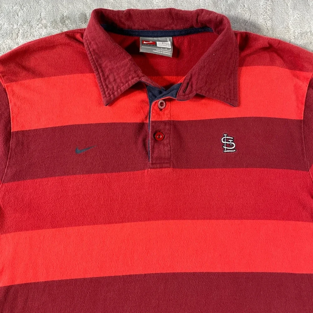ST Louis‎ Cardinals Nike Polo Shirt Mens Large Red Baseball MLB Vintage